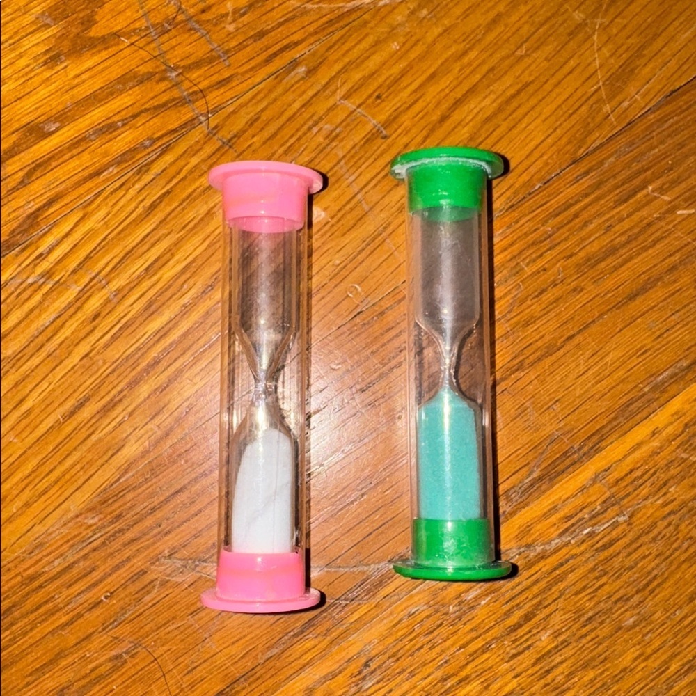 Pink and Green Sand Timers brushing homework sports clock alarm